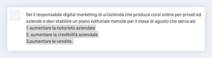 Stabilire un obiettivo è uno dei passi fondamentali per creare un prompt efficace per ChatGPT