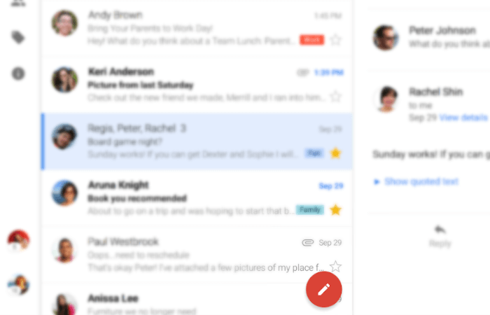 L'interfaccia di Gmail presenta solo un'icona con una penna come indicazione per scrivere una email