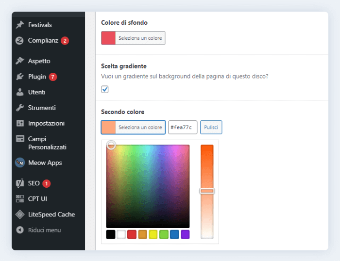 Possiamo anche selezionare un secondo colore e ottenere così un gradiente
