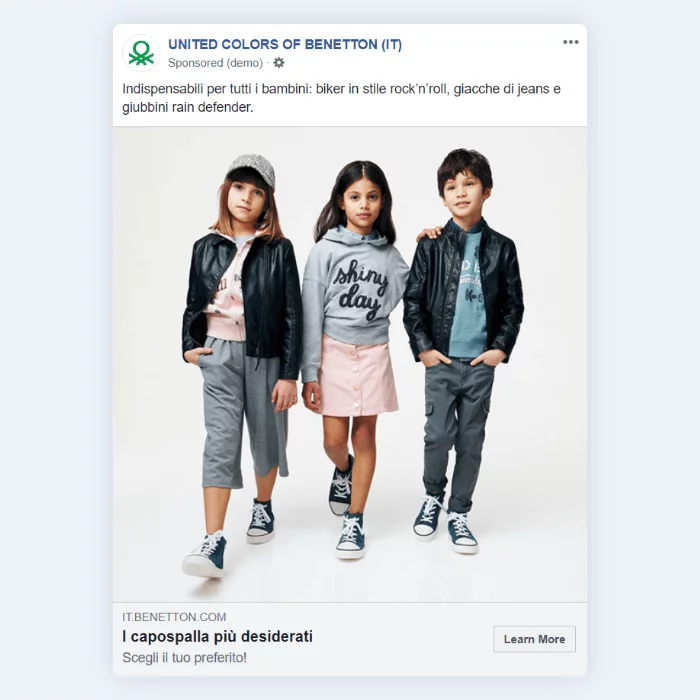 Esempio di inserzione su Facebook