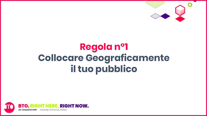 Regola n1 per fare Facebook advertising: collocare geograficamente il tuo pubblico