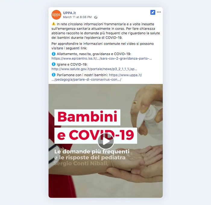 Uppa - la salute dei bambini durante l'epidemia di COVID-19